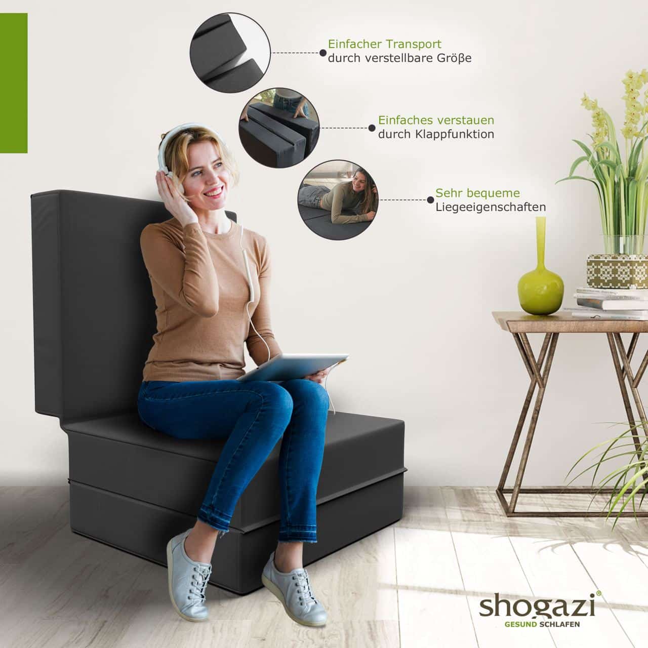 Klappbare Matratze 70x200 cm shogazi ®